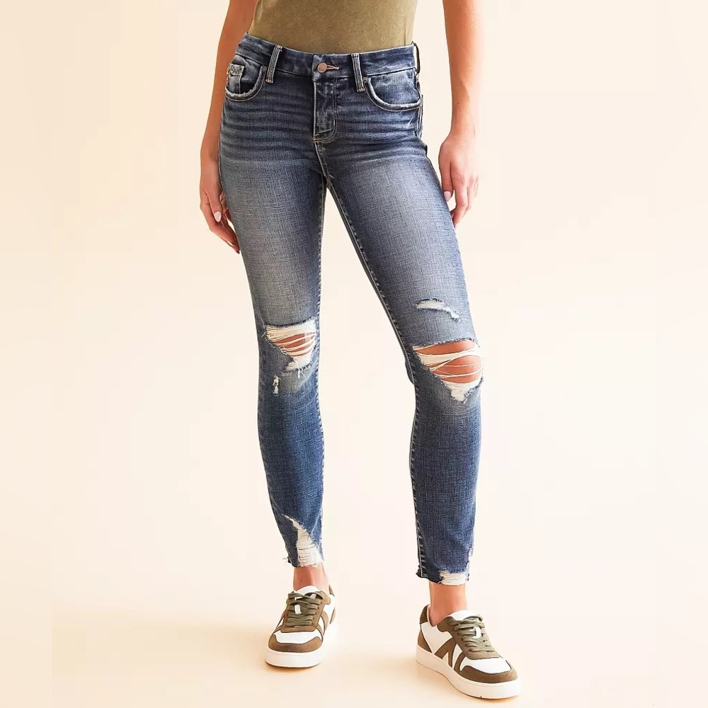Women’s Buckle Black Ankle Skinny Jeans